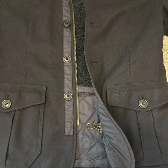 Barbour Barkston Deep Navy Wool Blend Men’s Jacket Small to Medium Heritage - Picture 9 of 16